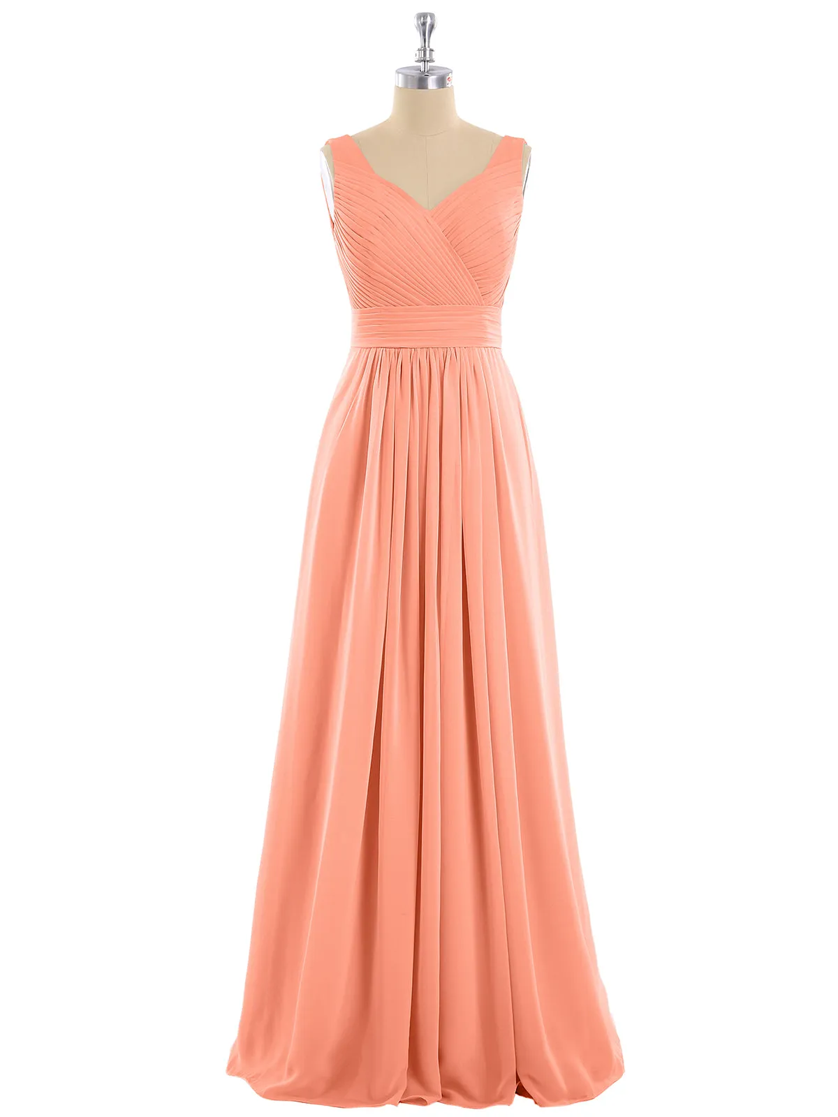 A-line Chiffon Floor Length V Neck Dresses Sunset Plus Size