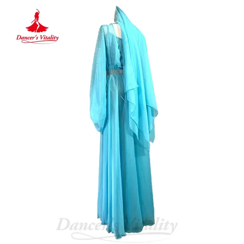 Belly Dancing Performance Clothing Customized Light Luxury Chiffon Robe vest headscarf 3pcs Adult Children Oriental Dance Outfit