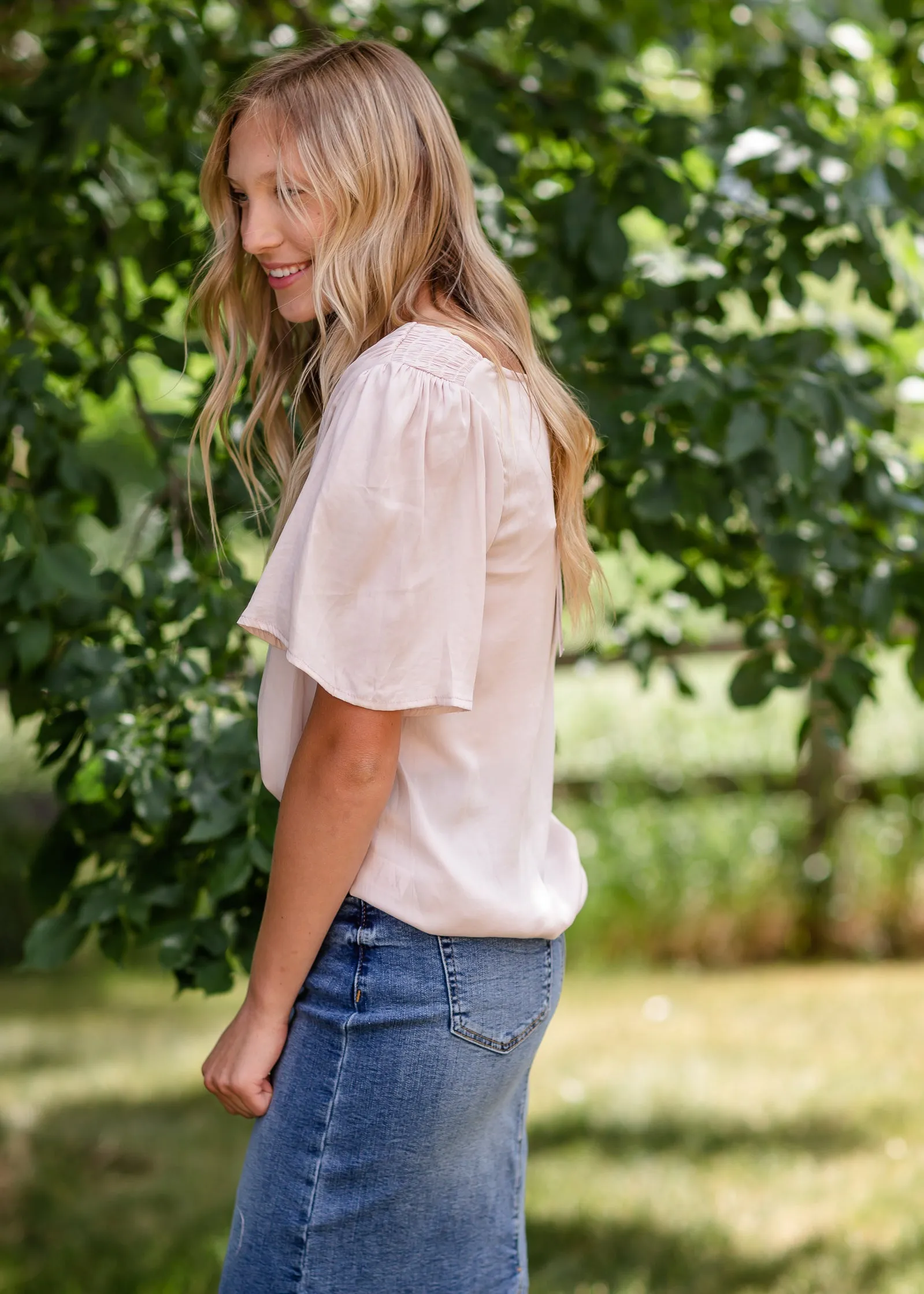 Blush Air Flow Satin Top - FINAL SALE