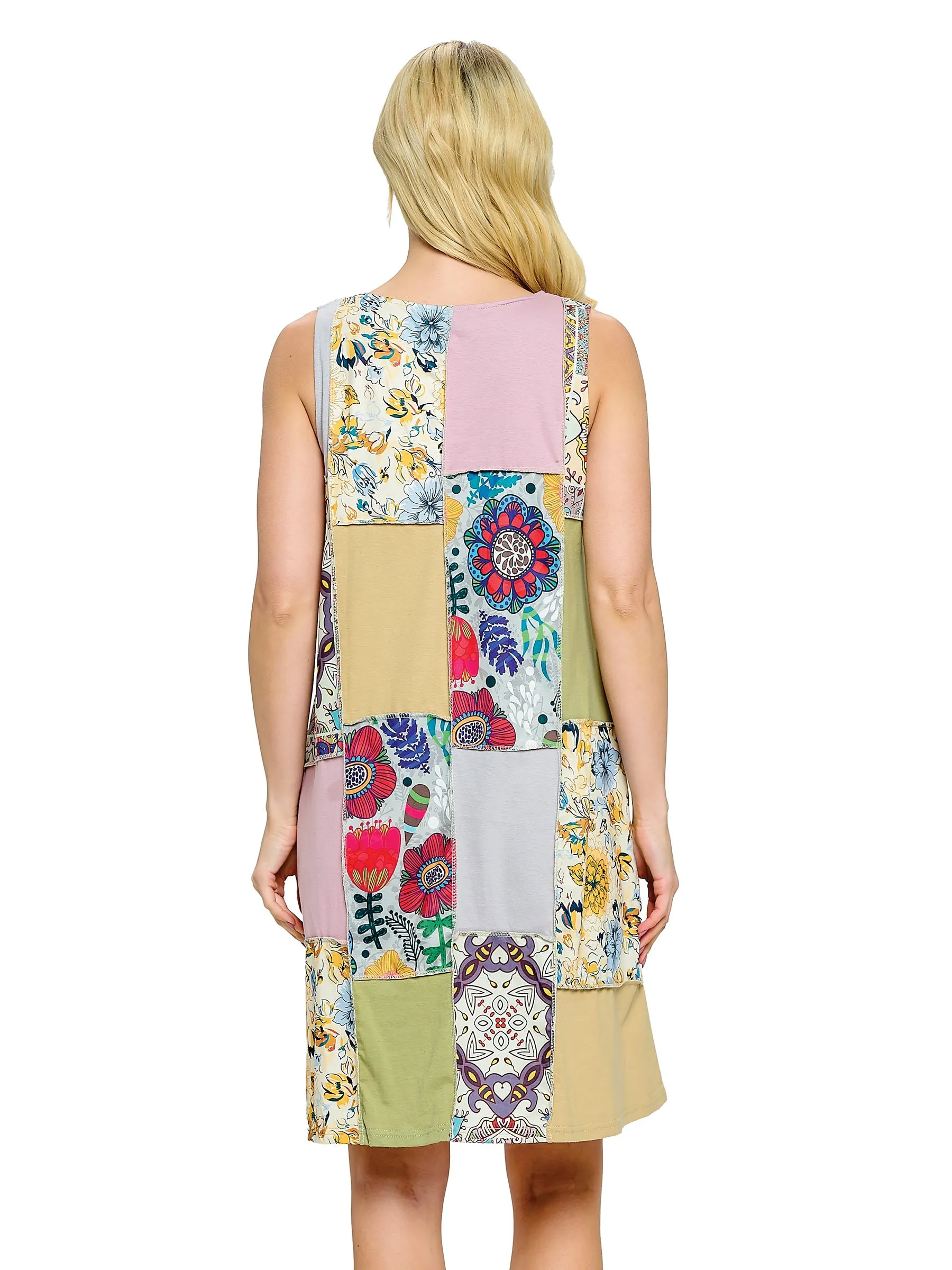 Boho Floral Dress A-Line Patchwork