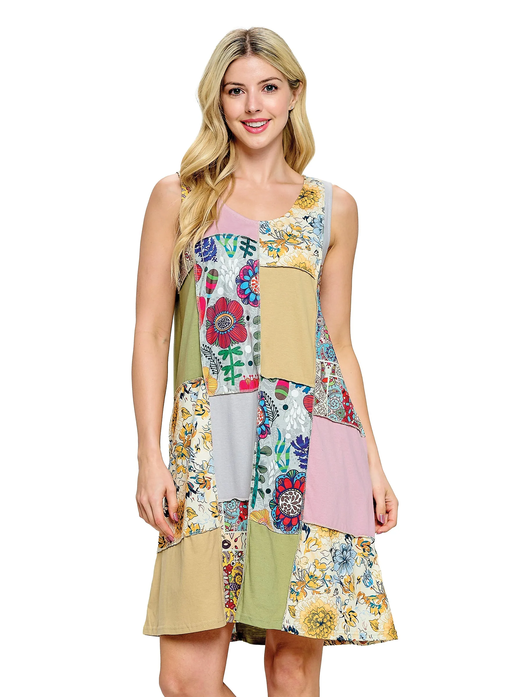 Boho Floral Dress A-Line Patchwork