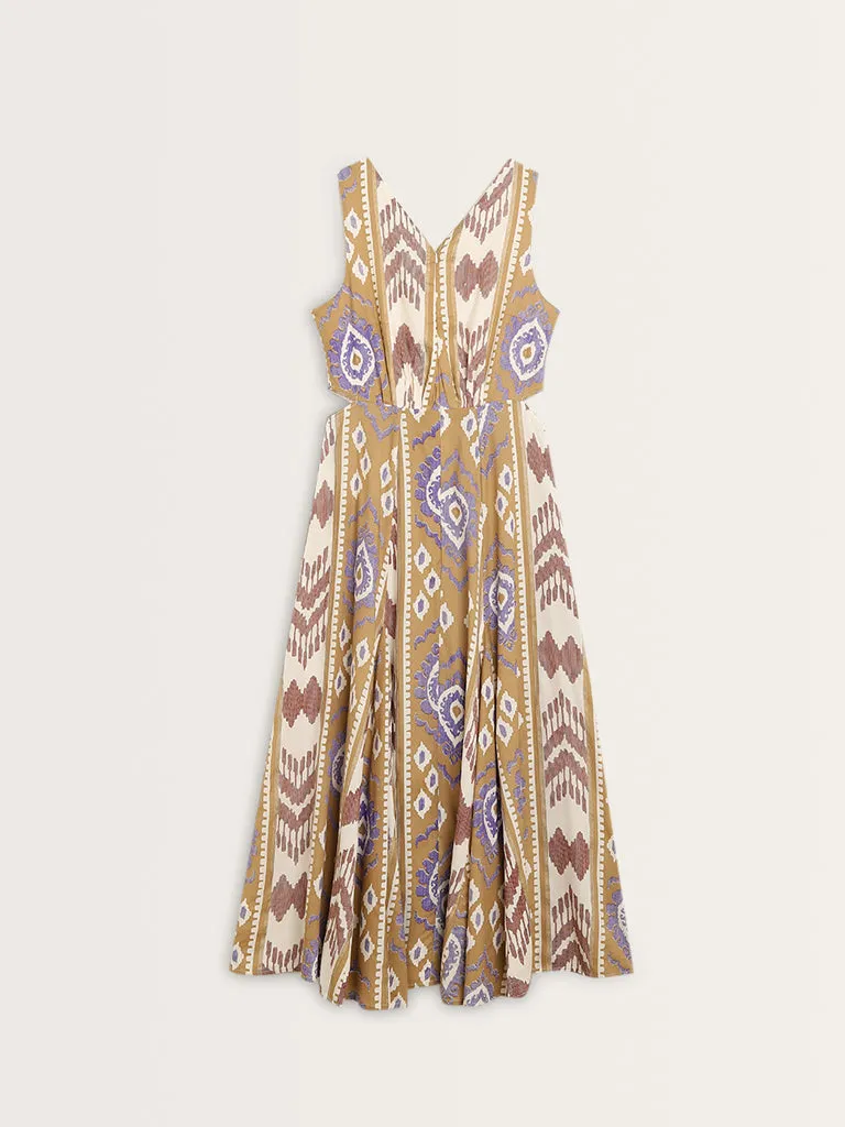 Bombay Paisley Beige Printed A-Line Dress
