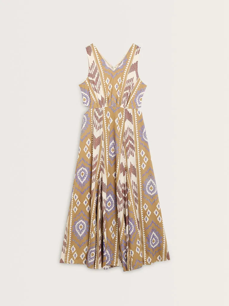 Bombay Paisley Beige Printed A-Line Dress