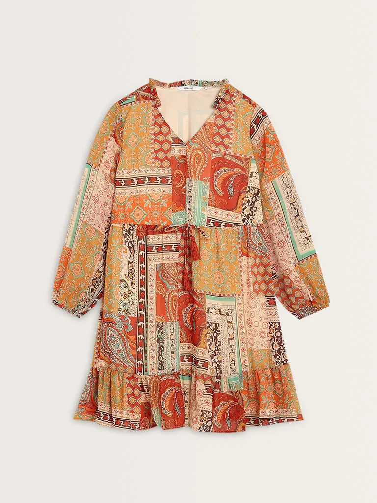 Bombay Paisley Multicolour Printed A-Line Dress