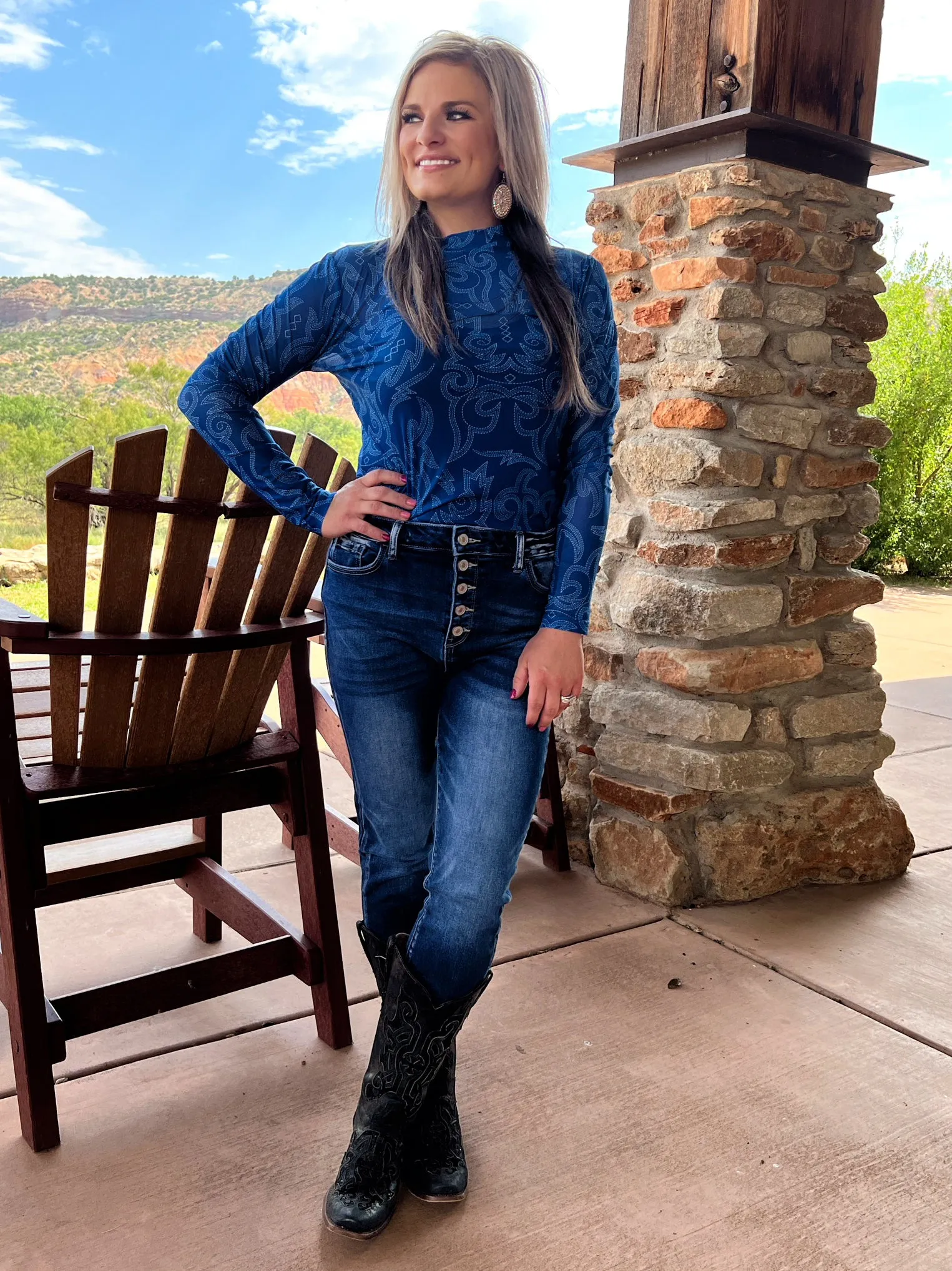 Bonfire Nights Blue Mesh Top
