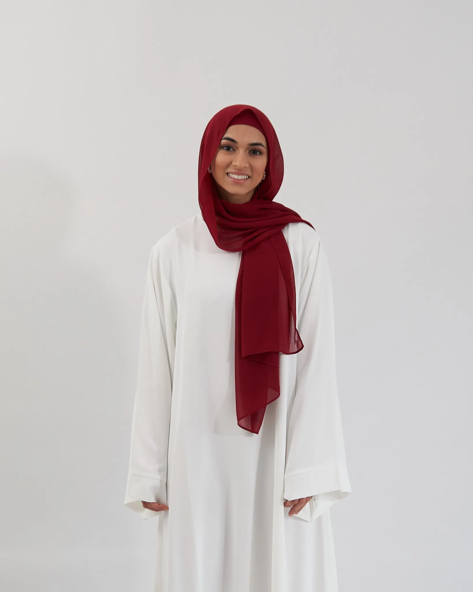 Chiffon Hijab Set - Cherry Red