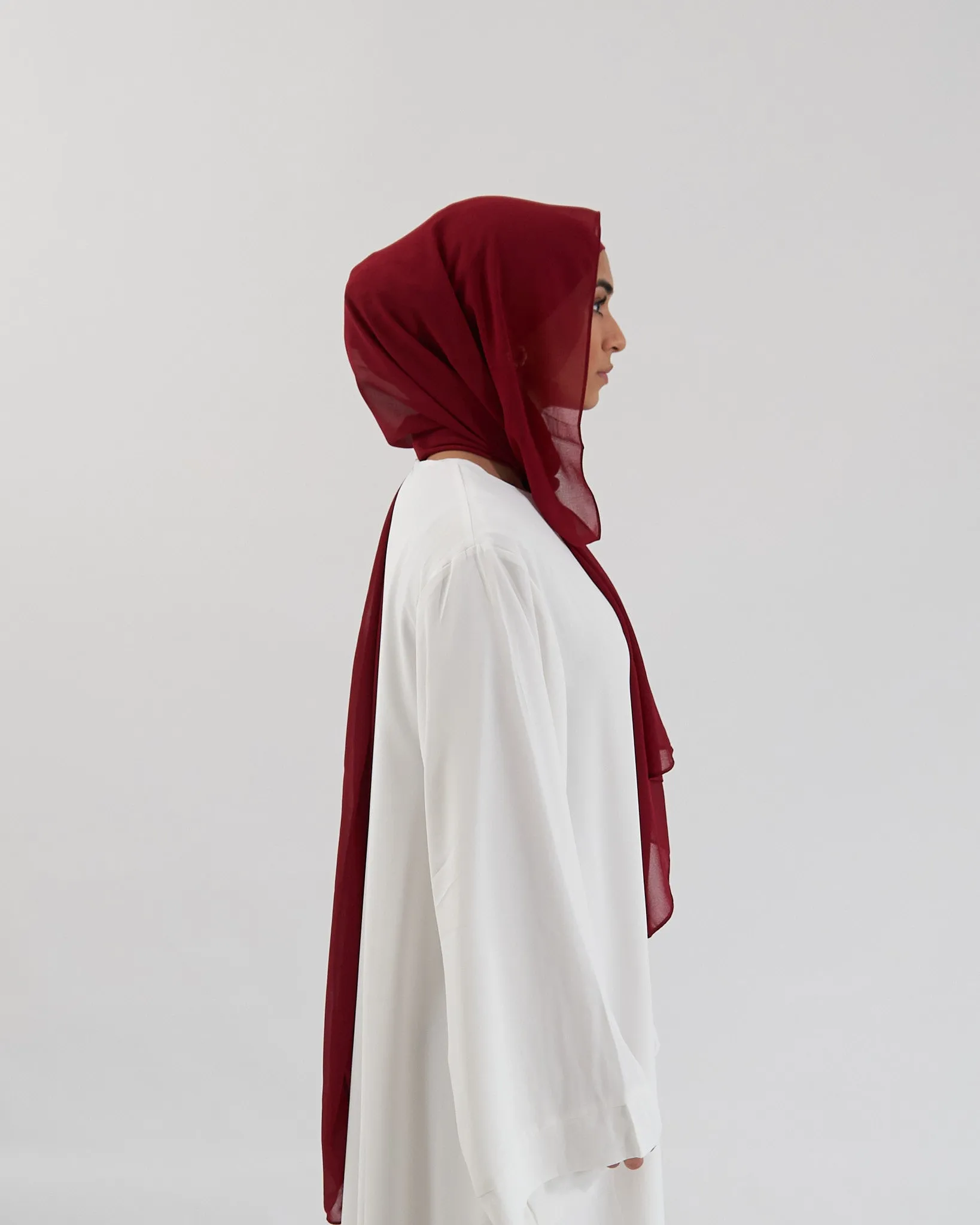 Chiffon Hijab Set - Cherry Red