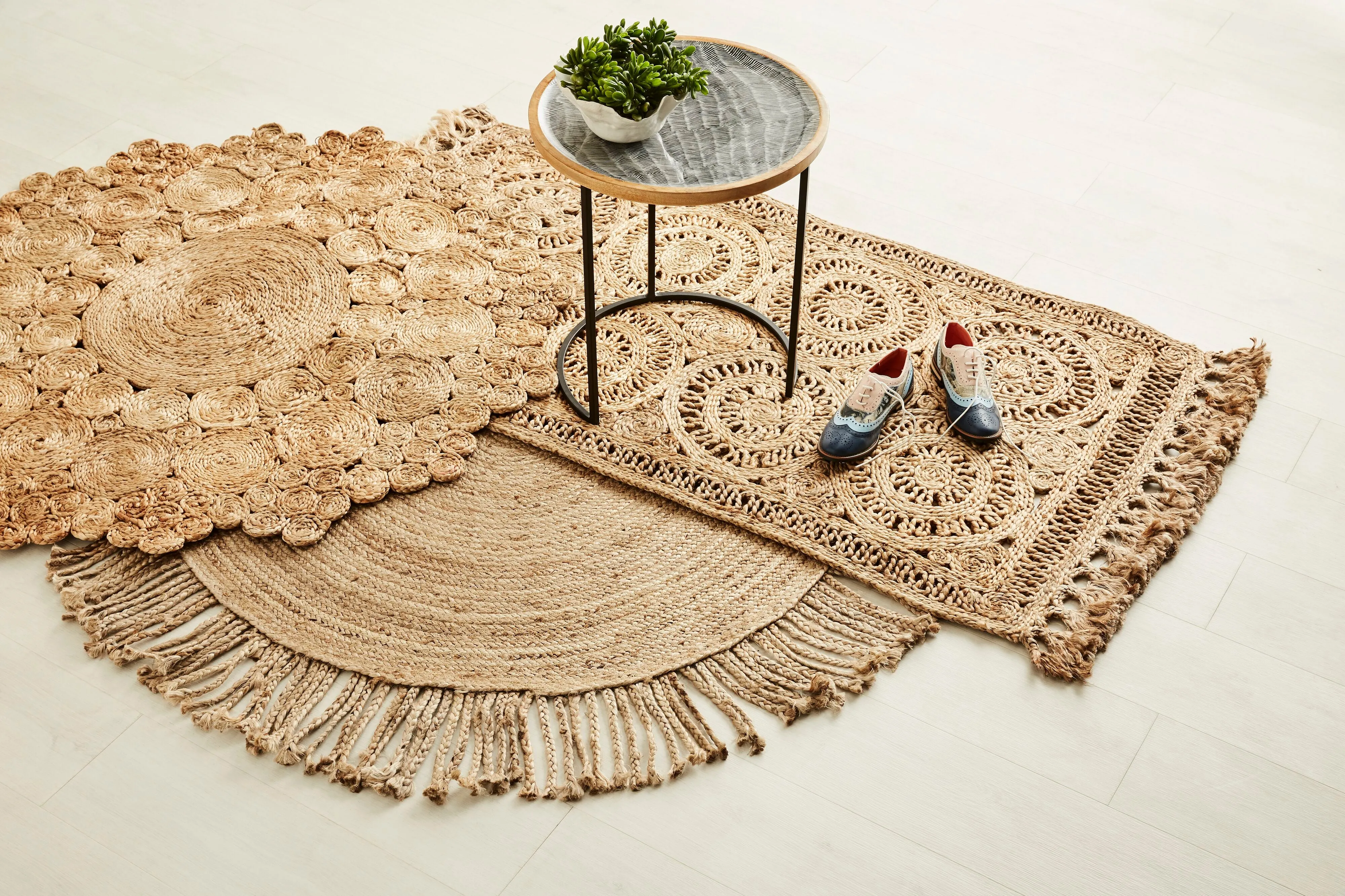 Cochin Circular Natural Hand Stitched Rug 150x80cm