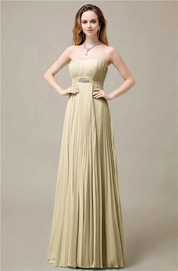 Elegant Straight Chiffon A-line Floor-Length Bridesmaid Dresses