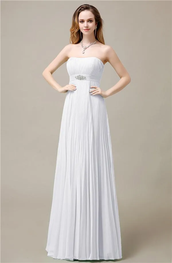 Elegant Straight Chiffon A-line Floor-Length Bridesmaid Dresses