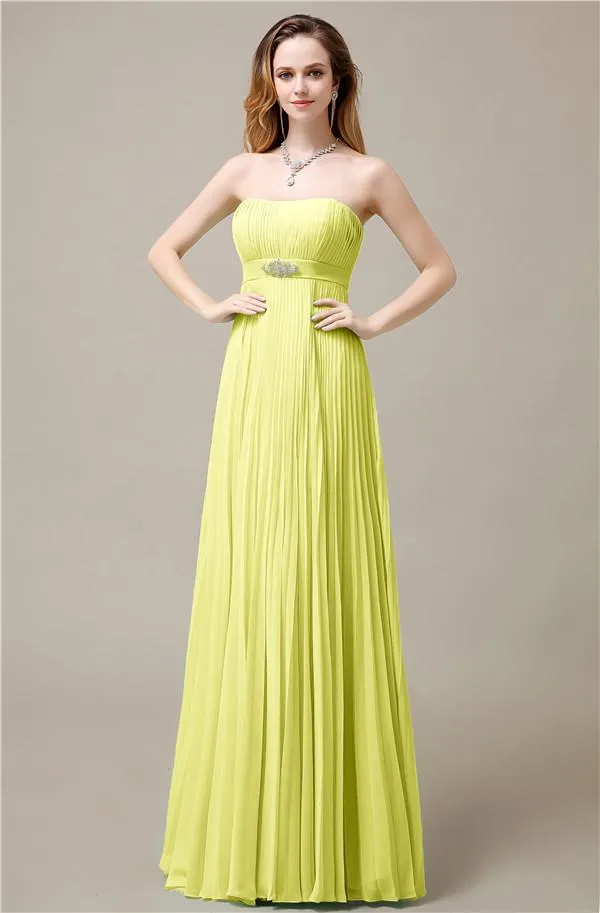Elegant Straight Chiffon A-line Floor-Length Bridesmaid Dresses