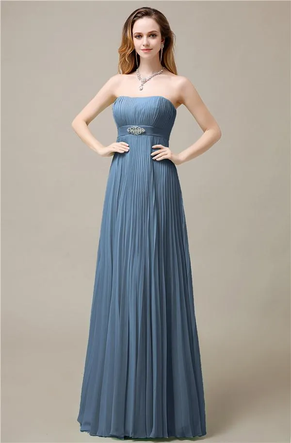 Elegant Straight Chiffon A-line Floor-Length Bridesmaid Dresses