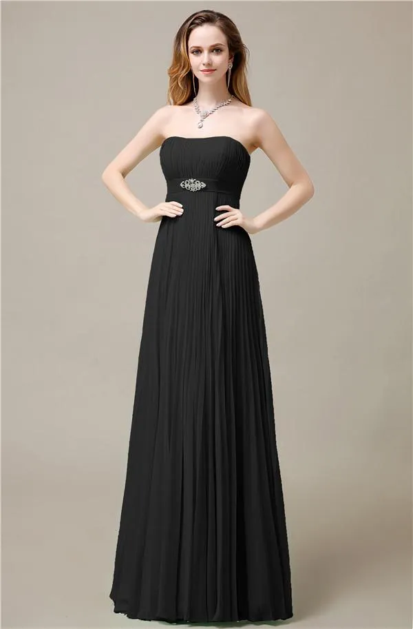 Elegant Straight Chiffon A-line Floor-Length Bridesmaid Dresses