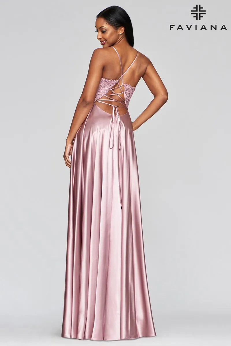 Faviana Glamour Satin A-Line Dress S10400