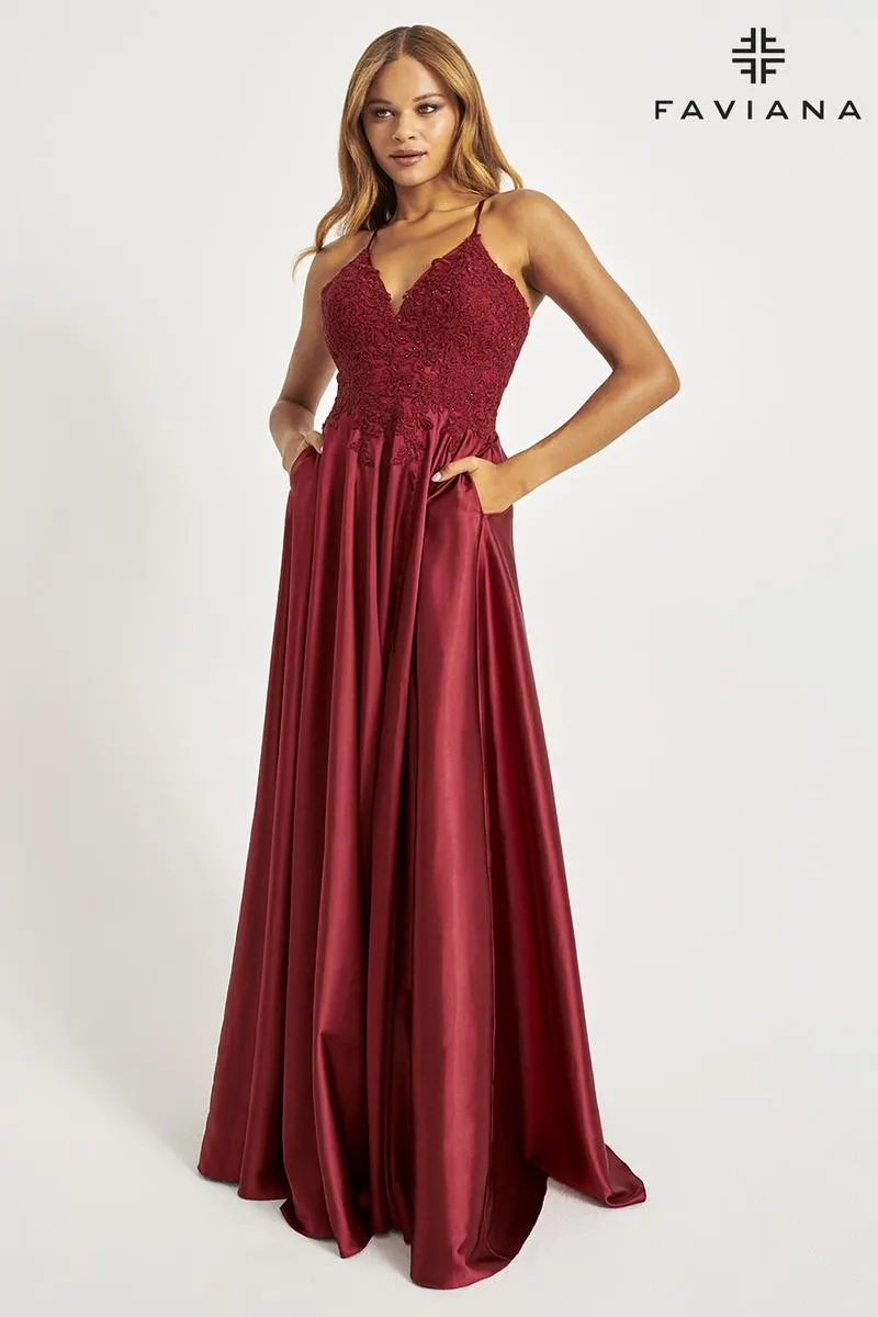 Faviana Glamour Satin A-Line Dress S10400