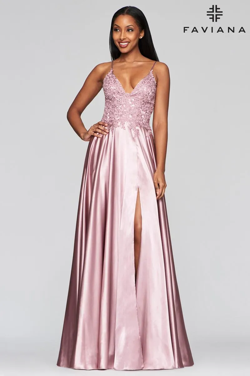 Faviana Glamour Satin A-Line Dress S10400