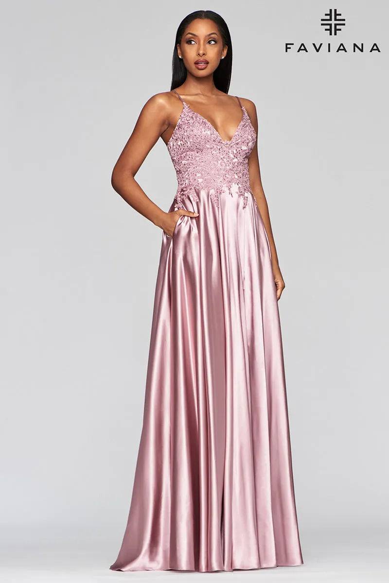 Faviana Glamour Satin A-Line Dress S10400