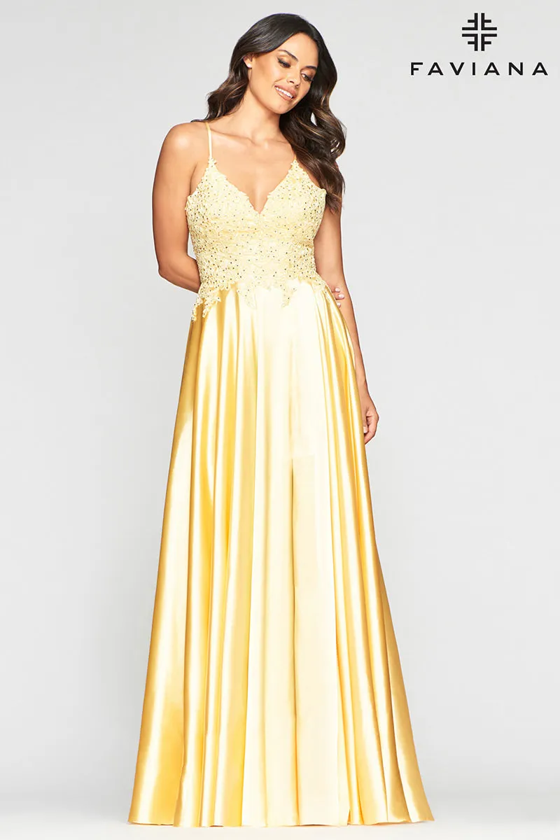 Faviana Glamour Satin A-Line Dress S10400