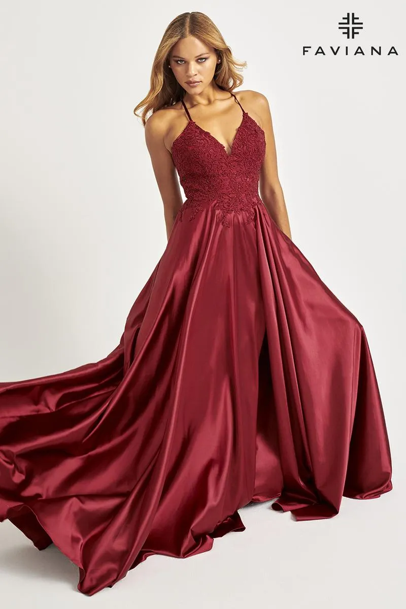 Faviana Glamour Satin A-Line Dress S10400
