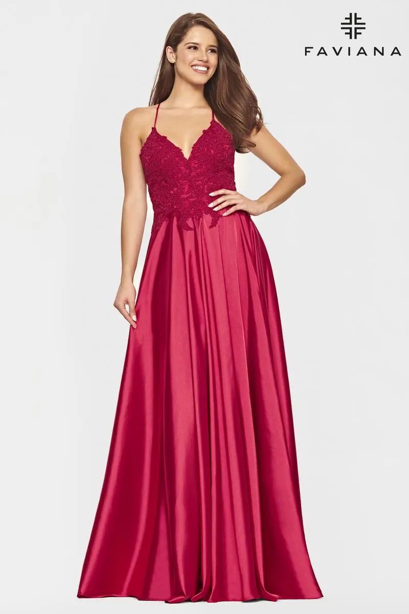 Faviana Glamour Satin A-Line Dress S10400