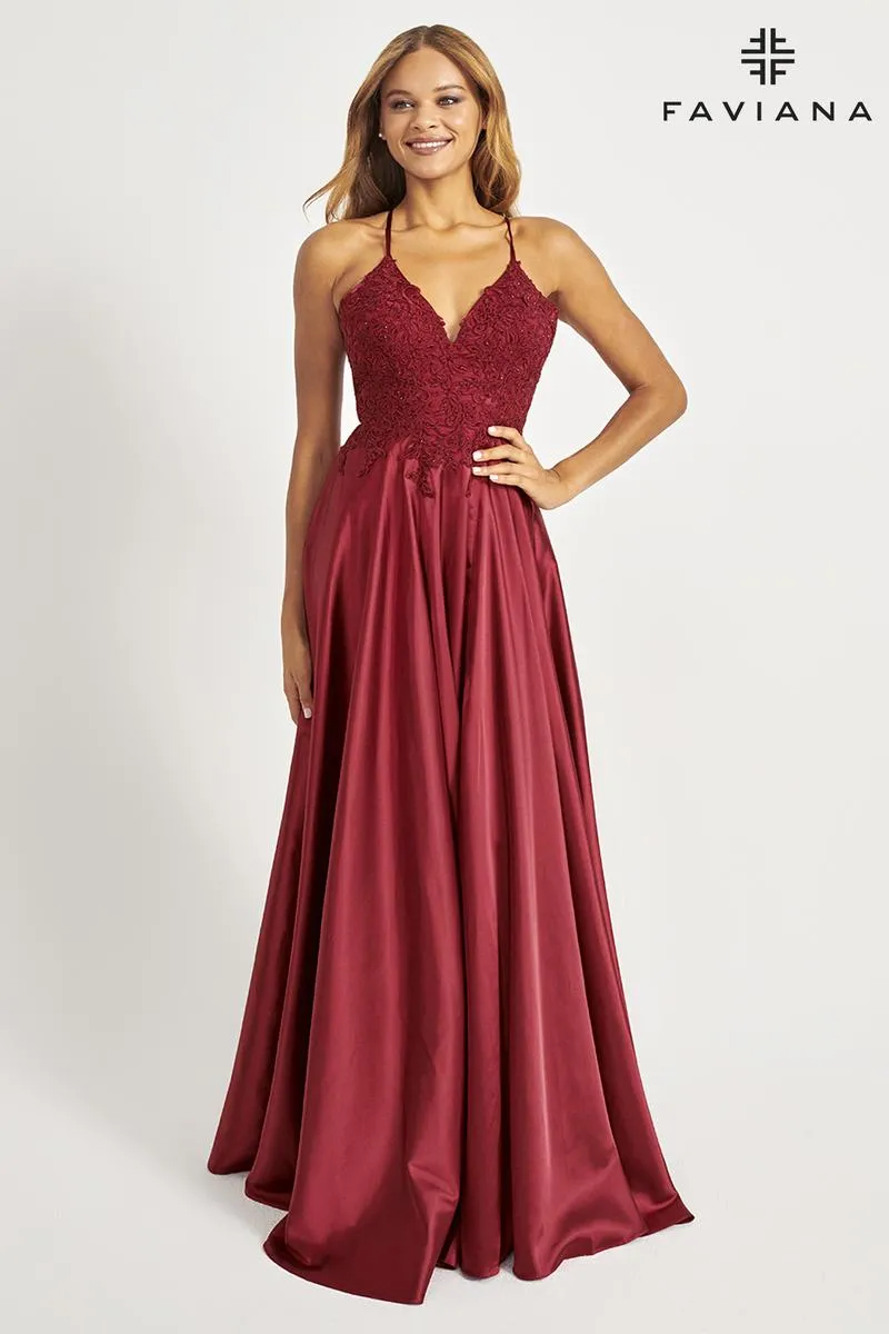 Faviana Glamour Satin A-Line Dress S10400