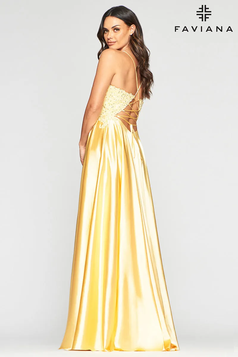 Faviana Glamour Satin A-Line Dress S10400