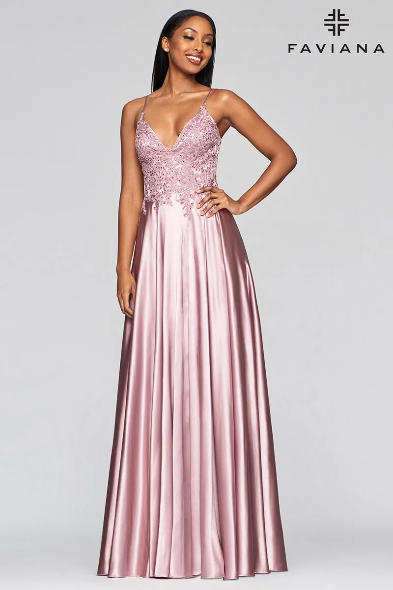 Faviana Glamour Satin A-Line Dress S10400