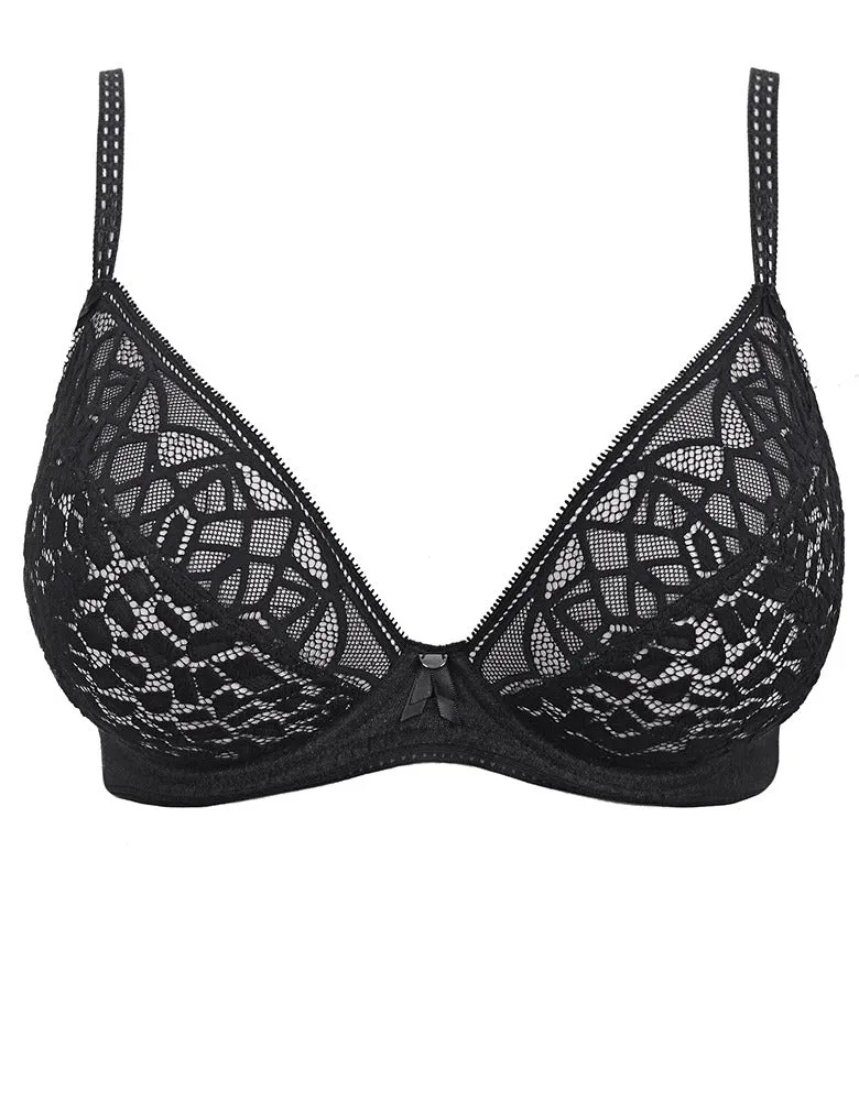Freya Soiree Lace AA5013 Black Padded Plunge Bra