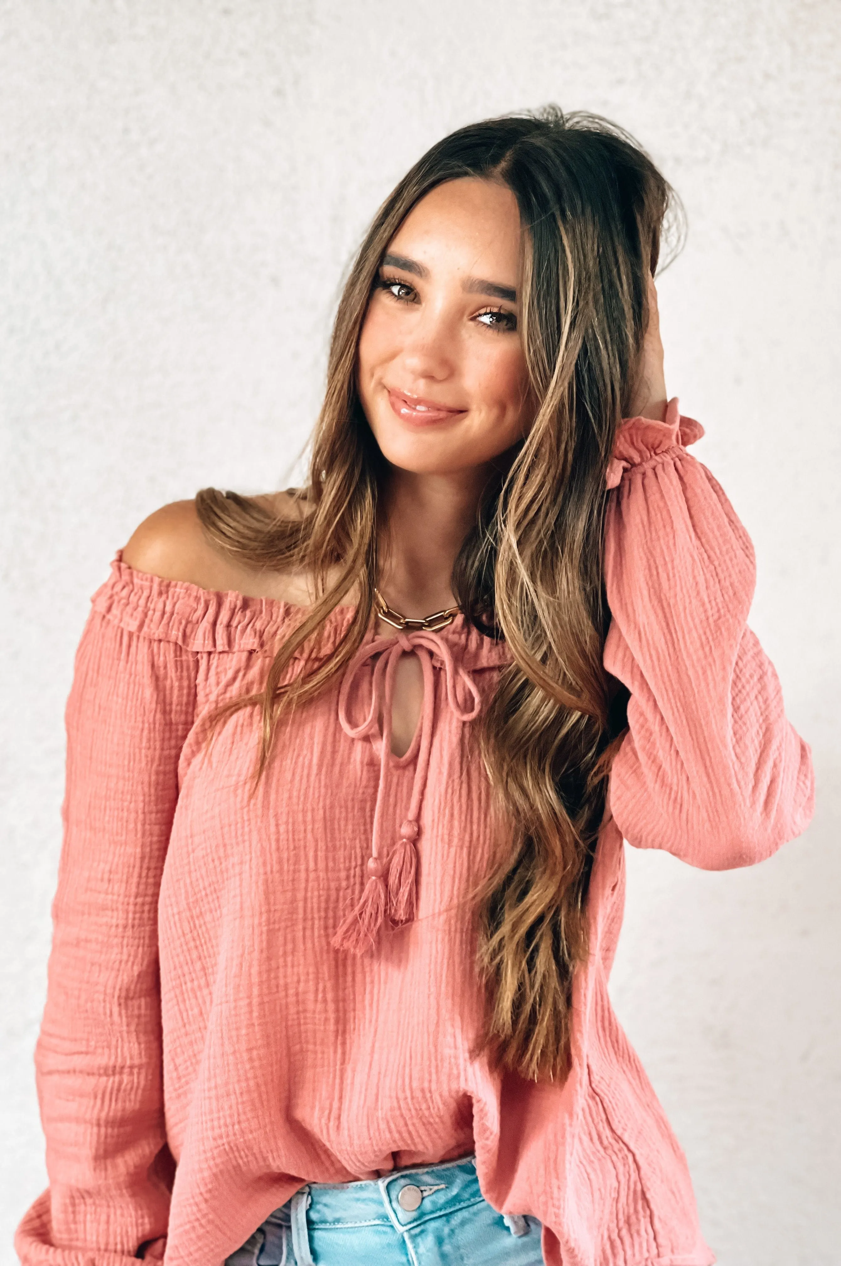 Guava Boho Gauze Blouse