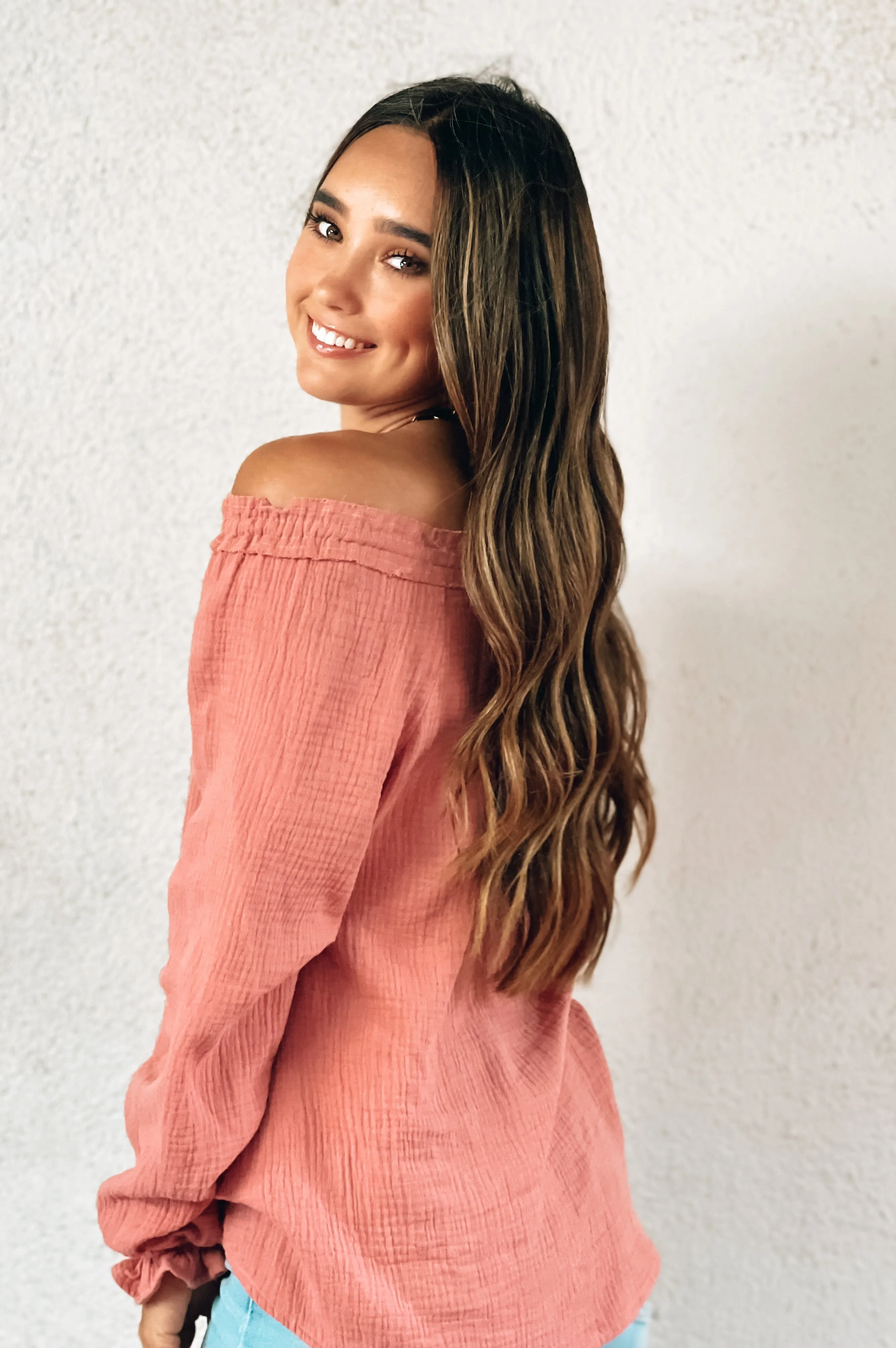 Guava Boho Gauze Blouse