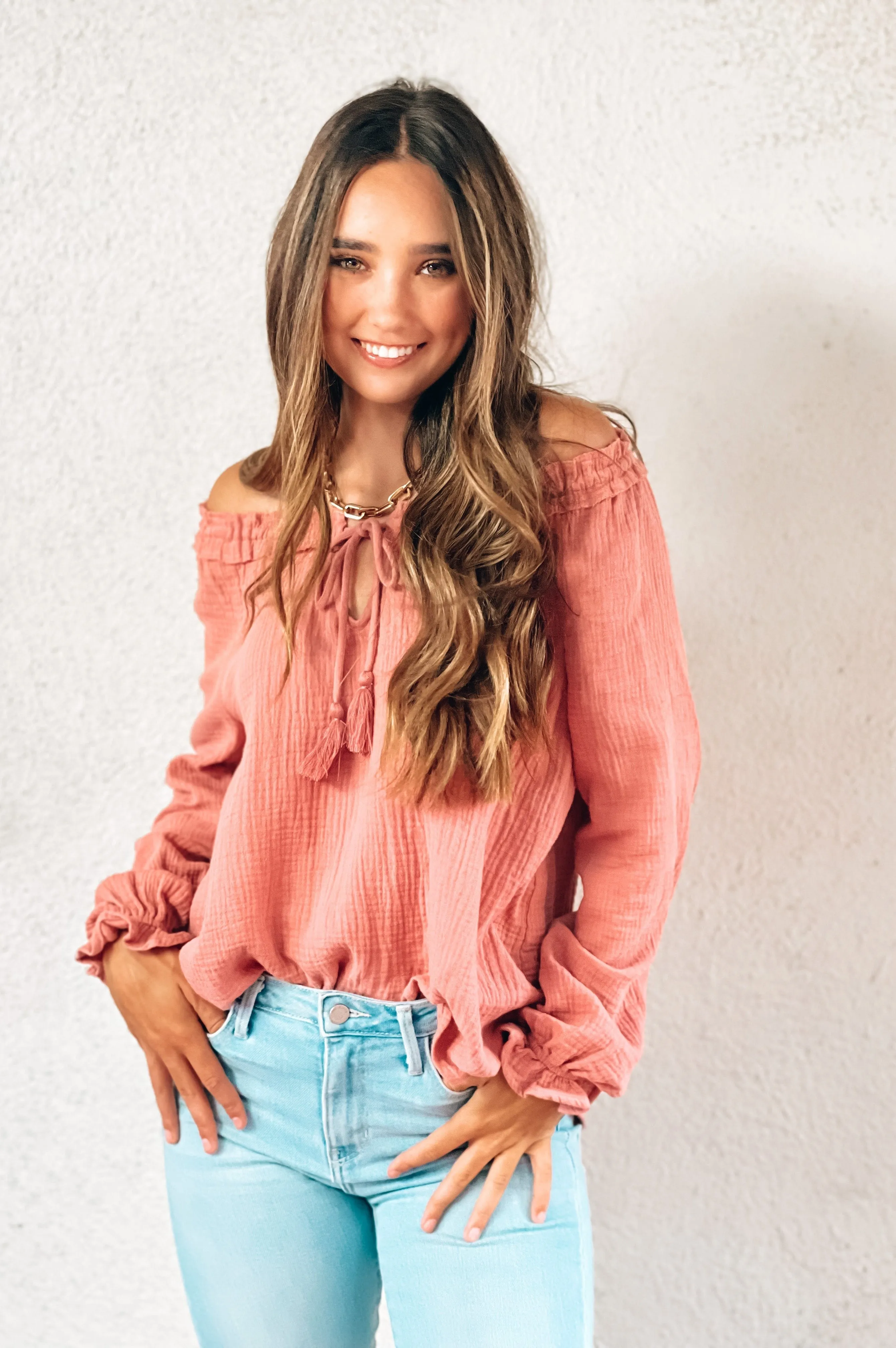 Guava Boho Gauze Blouse