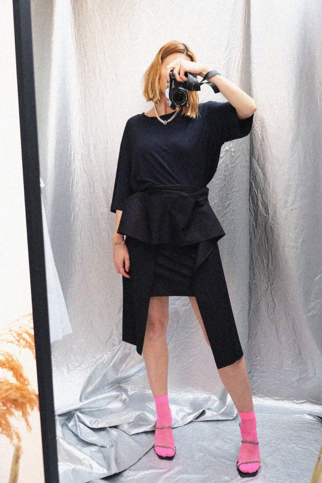 IRENE MINI DRESS / Lyocell TENCEL twill texture