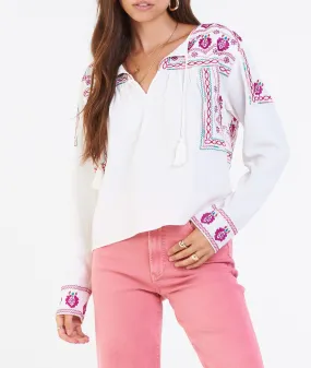 IRIS EMBROIDERY DETAIL TOP WHITE BOHO