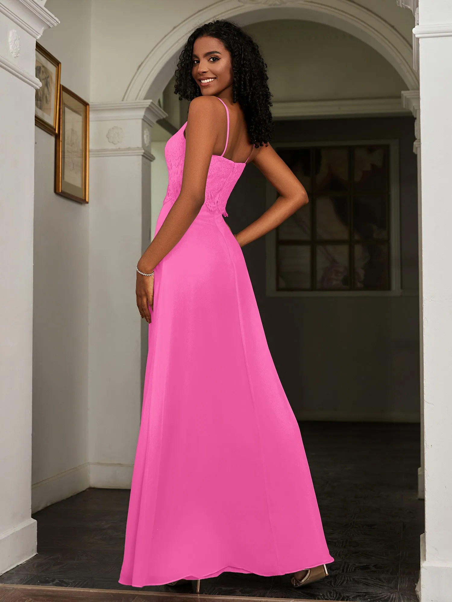 Lace Appliqued  Backless Chiffon A-Line Dress Azalea Plus Size