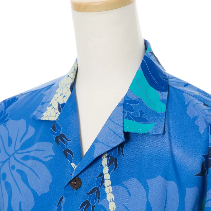 Lei Print Hawaiian Shirt | Blue