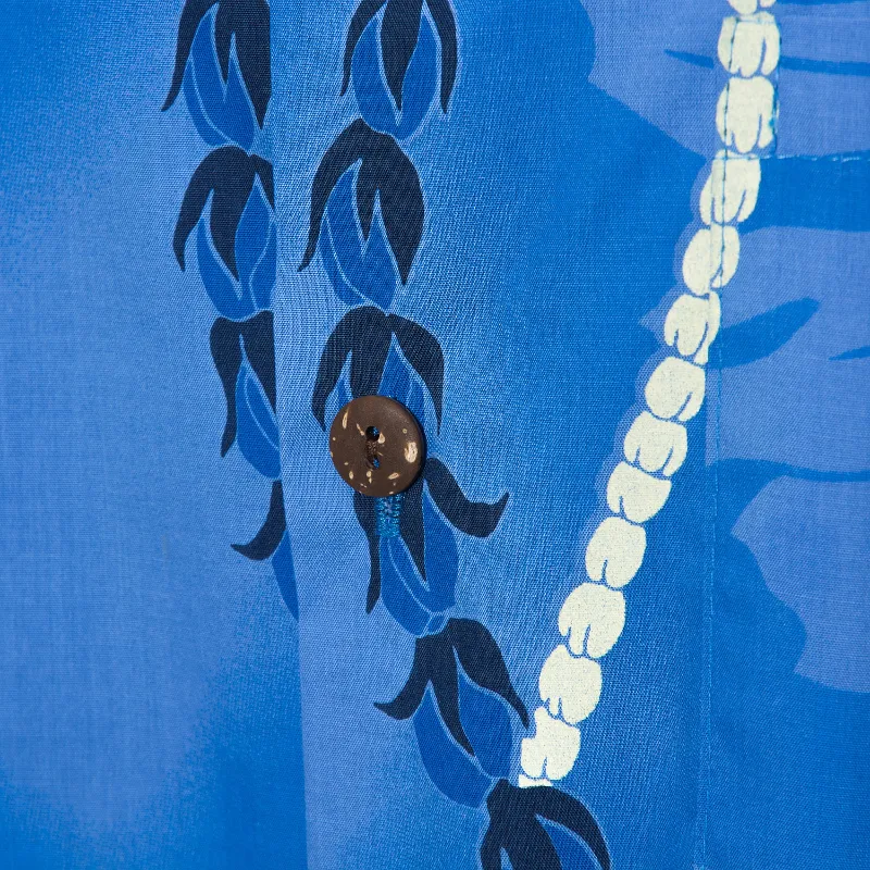 Lei Print Hawaiian Shirt | Blue