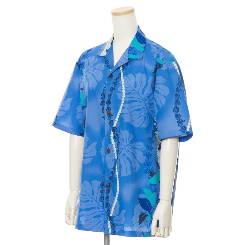 Lei Print Hawaiian Shirt | Blue
