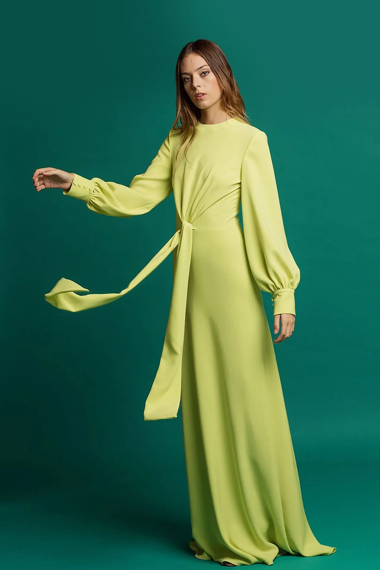 Long-Sleeved Flared Dress