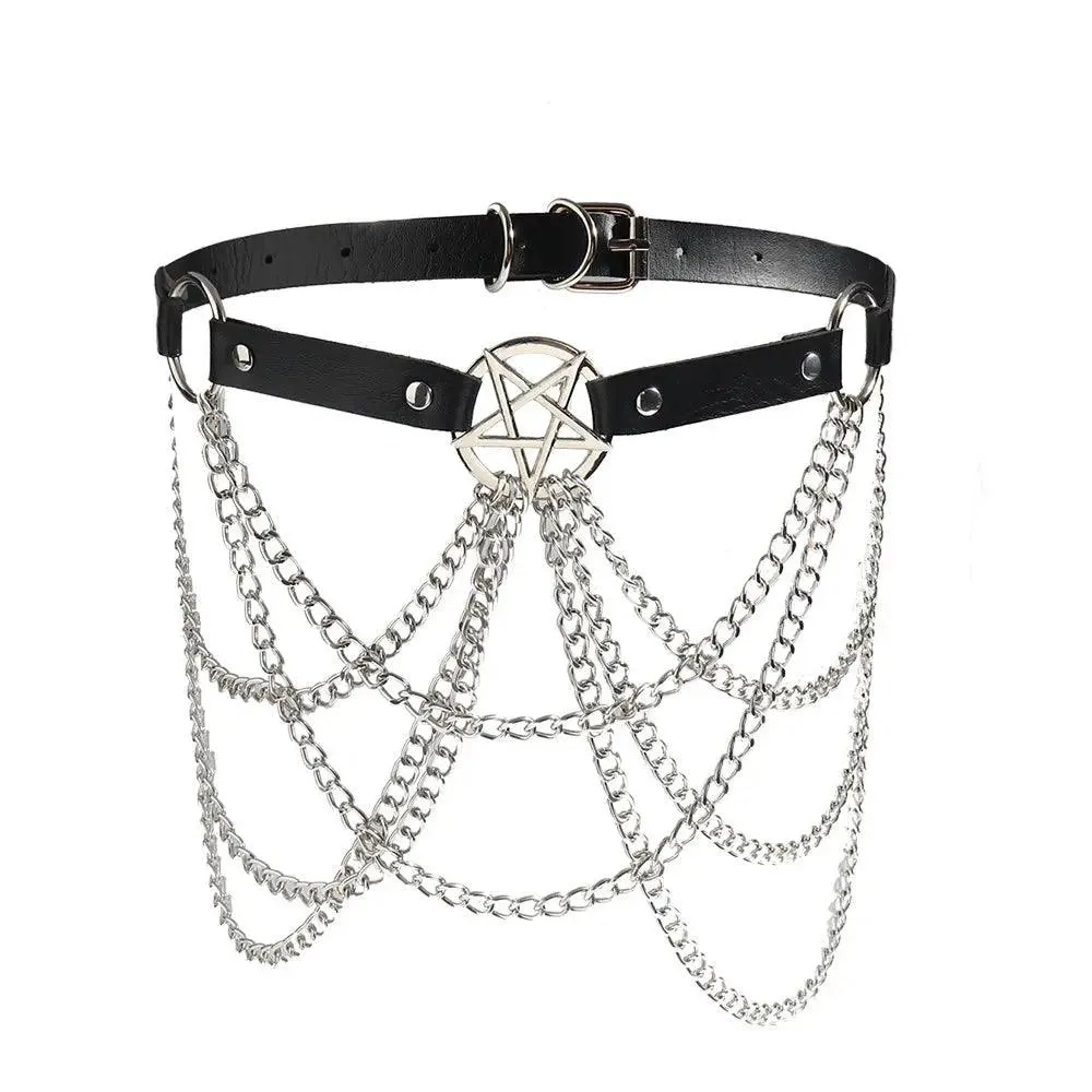 Multi layer Chain Belt with Hollow Fringe