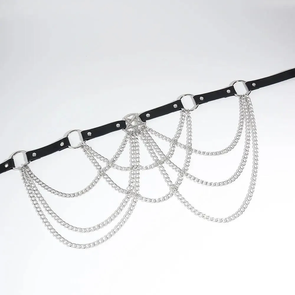 Multi layer Chain Belt with Hollow Fringe