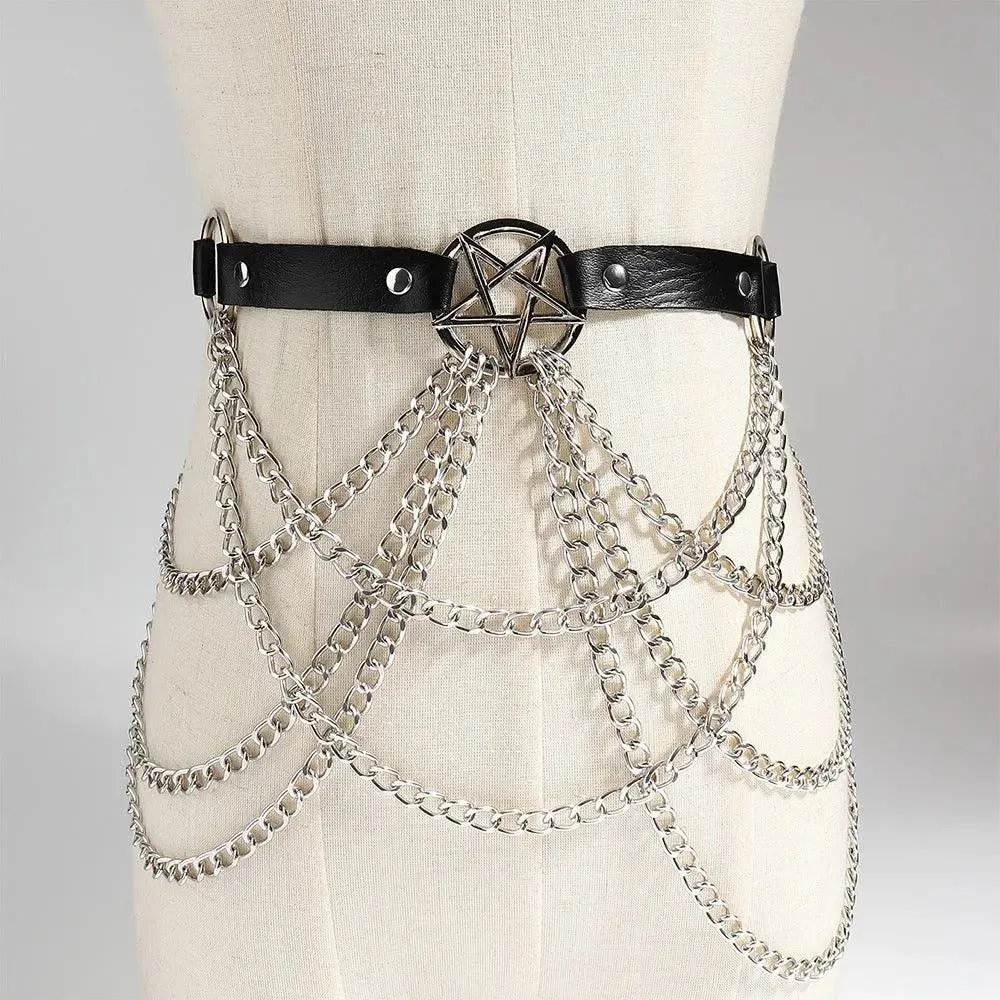 Multi layer Chain Belt with Hollow Fringe