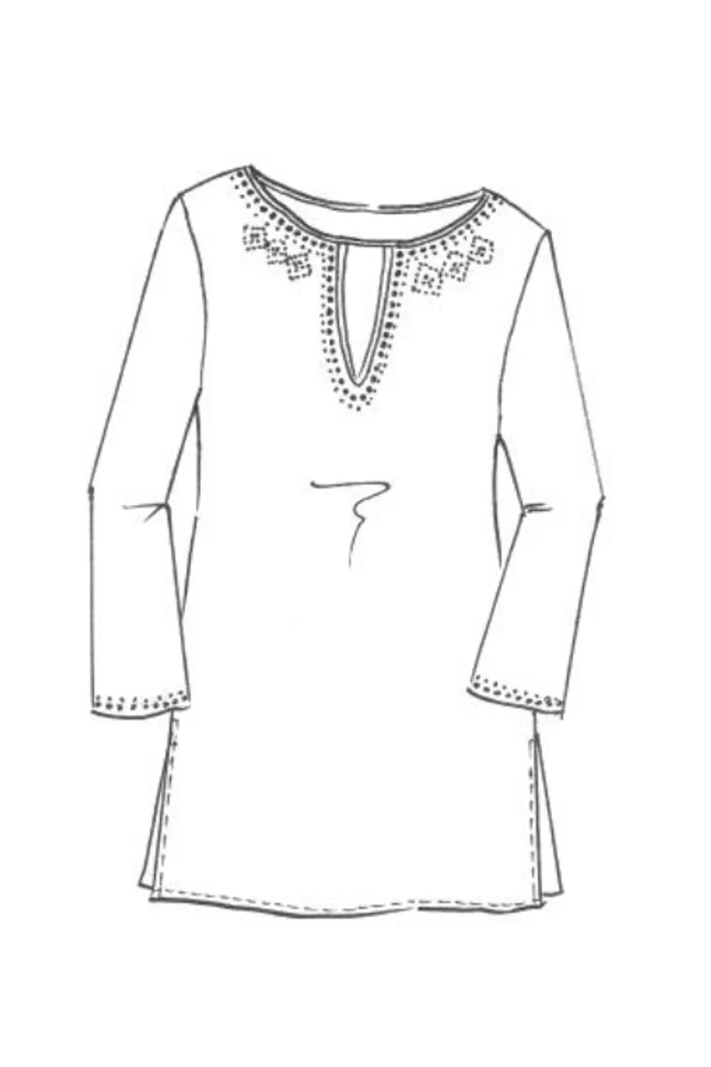 PAULA RYAN Mesh Kaftan With Hot Fix Detail