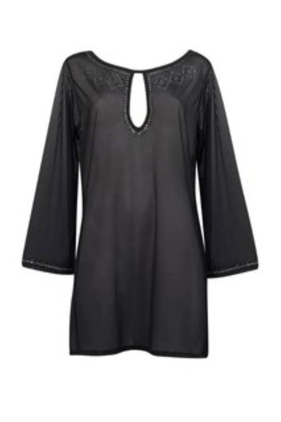 PAULA RYAN Mesh Kaftan With Hot Fix Detail