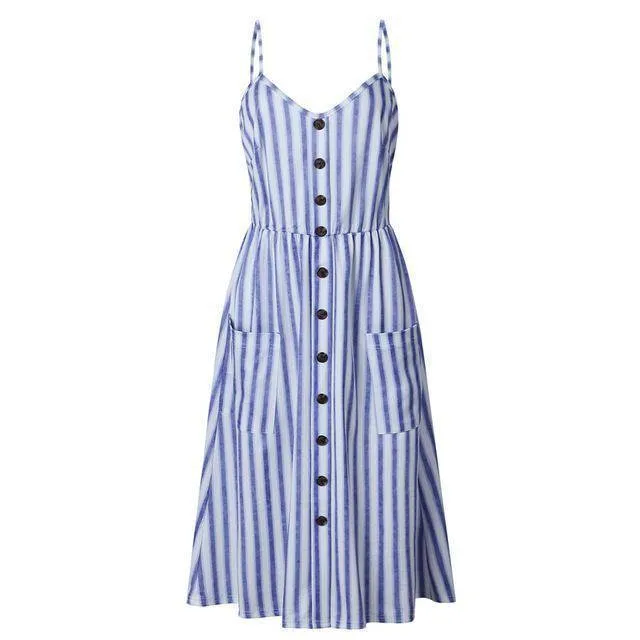 Plus Size  Strap Print Floral Dot Long Boho Bohemian Beach Dress (US 10-18W)