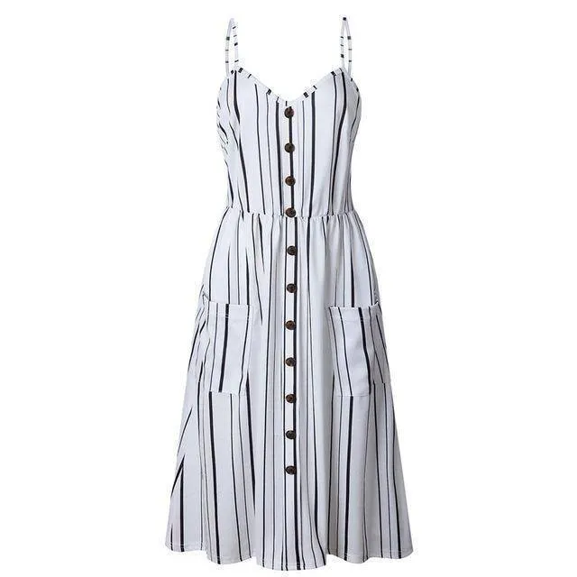 Plus Size  Strap Print Floral Dot Long Boho Bohemian Beach Dress (US 10-18W)