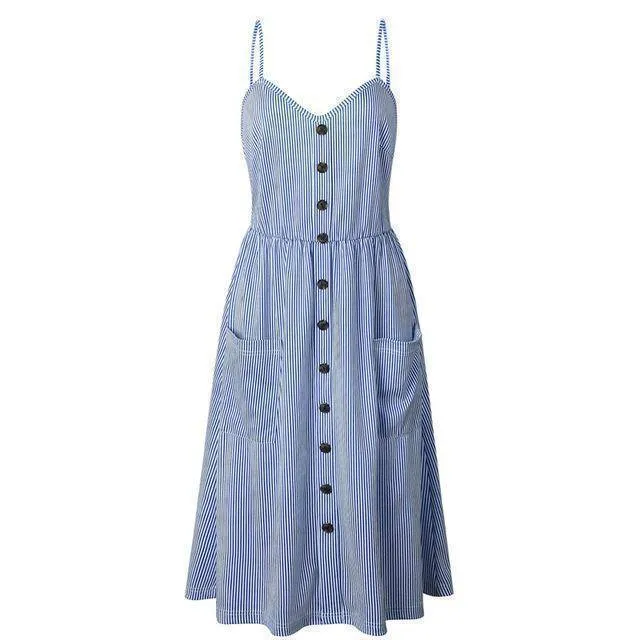 Plus Size  Strap Print Floral Dot Long Boho Bohemian Beach Dress (US 10-18W)