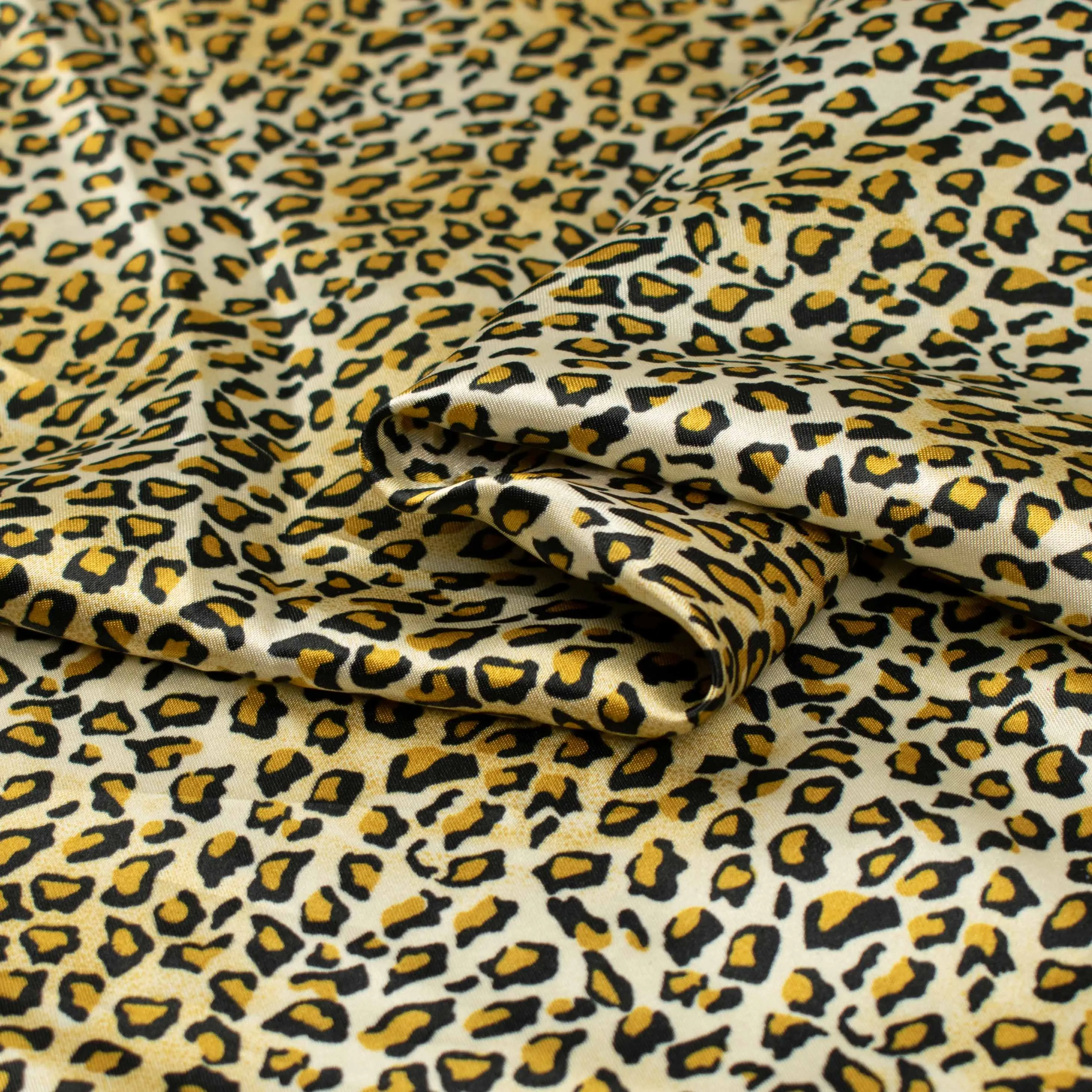 Printed Satin Design-37 Gold & Black Leopard