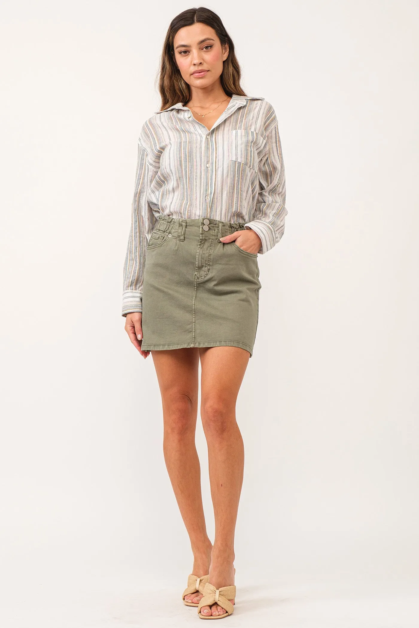 QUINN SUPER HIGH RISE SKIRT OLIVE