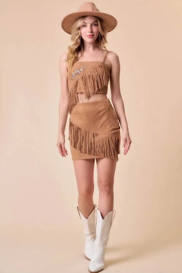 Rodeo Ready Wesley Studded Fringe Skirt