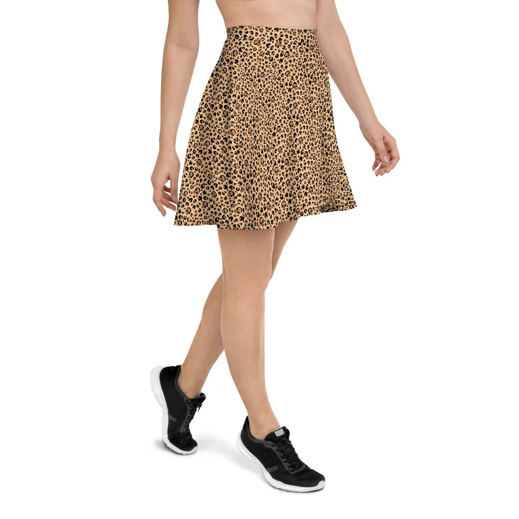 Skull Leopard Print Skater Skirt